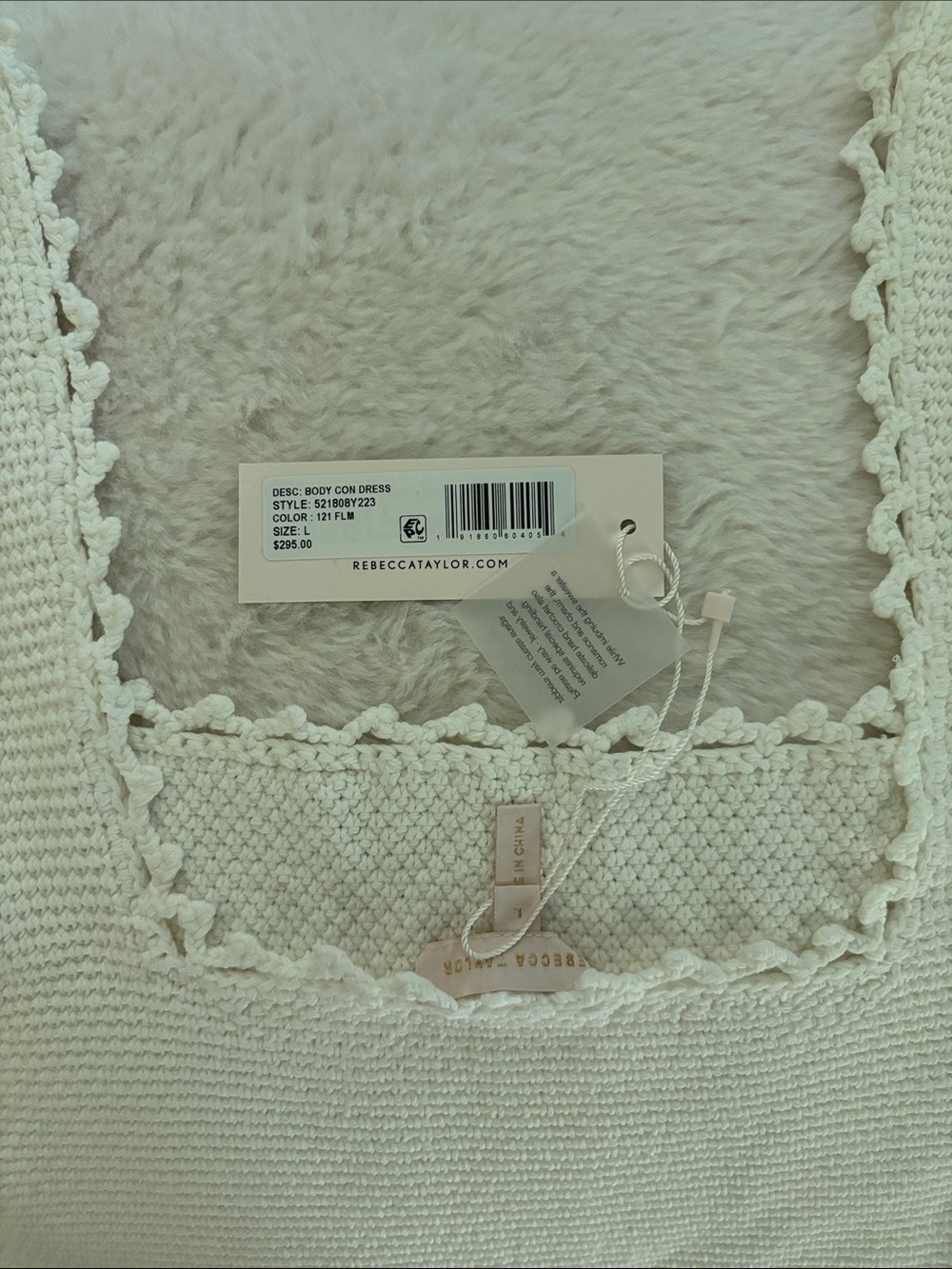 Cream Knit Crochet Waist Tank Dress. Body Con. NWT - Picture 5 of 5